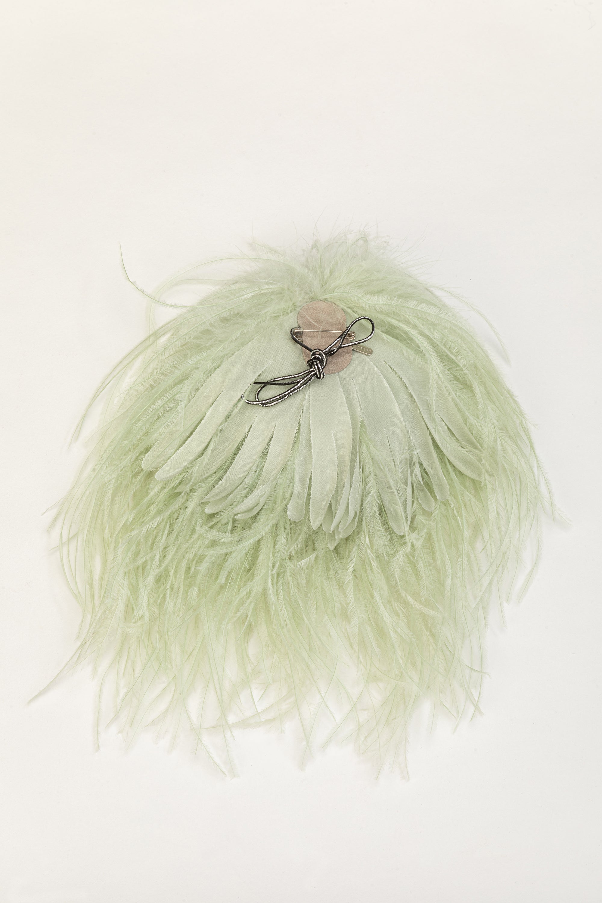 Ostrich feather brooch - Tilleul