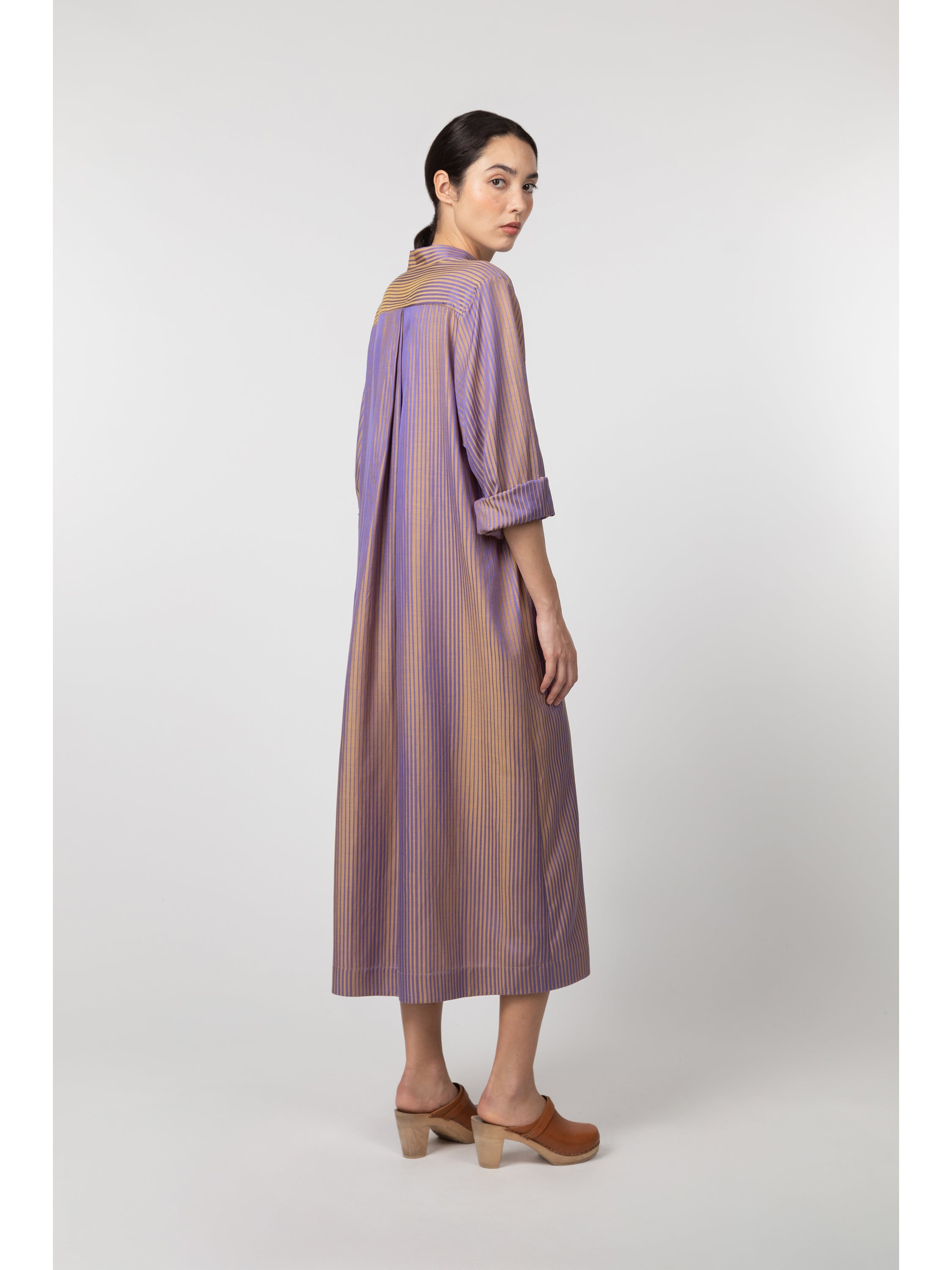 Cotton and silk jacquard shirt dress - Purple 2 / Purple / Gold Cotton and silk jacquard shirt dress - Purple 2 / Purple / Gold
