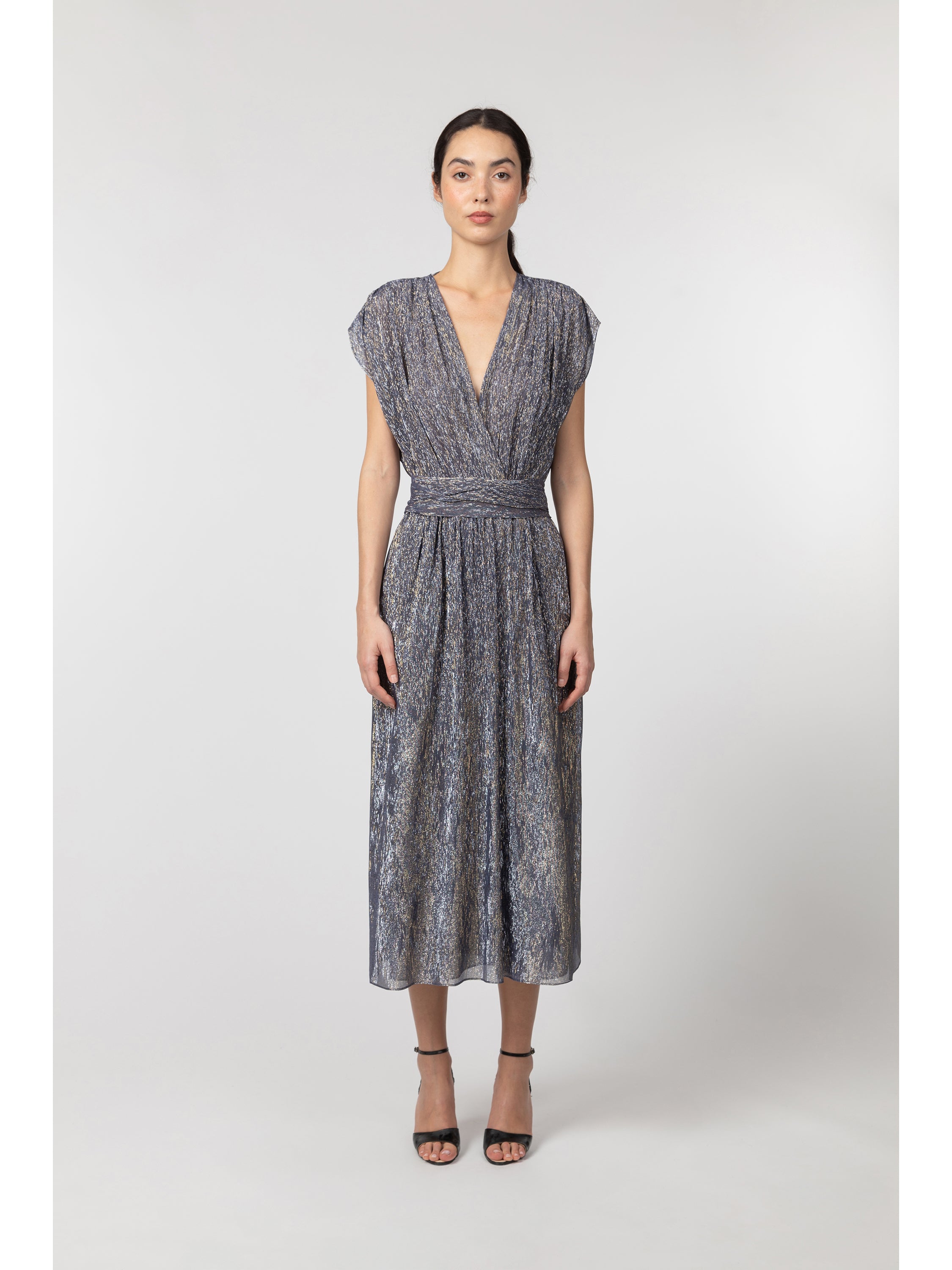 silk lurex dress Lurex Silk Dress with Bold Details MINT & SEA GREEN / US 0