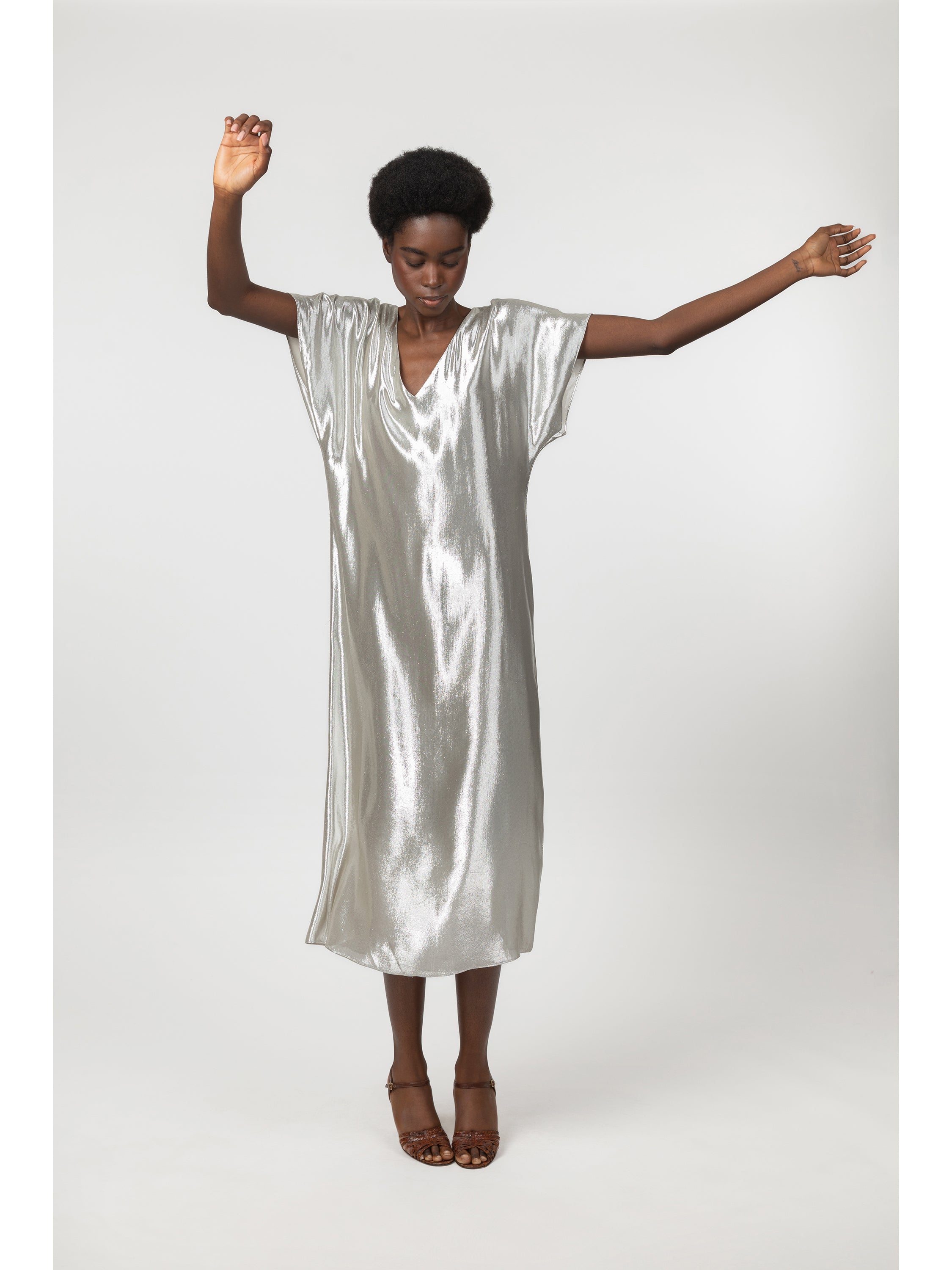 metallic kimono dress Silk and lurex kimono dress